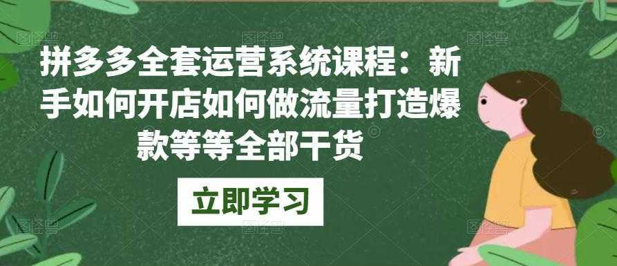 拼多多全套运营系统课程:新手如何开店如何做流量打造爆款等等全部干货