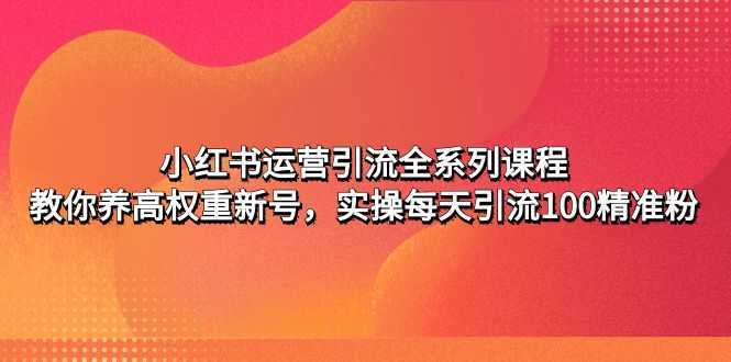 小红书运营引流全系列课程:教你养高权重新号,实操每天引流100精准粉