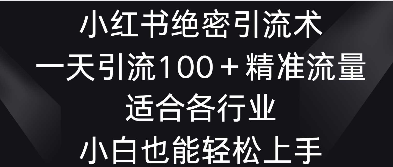 小红书绝密引流术,一天引流100+精准流量,适合各个行业,小白也能轻松上手