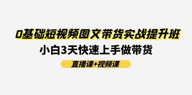 0基础短视频图文带货实战提升班,小白3天快速上手做带货(直播课+视频课)