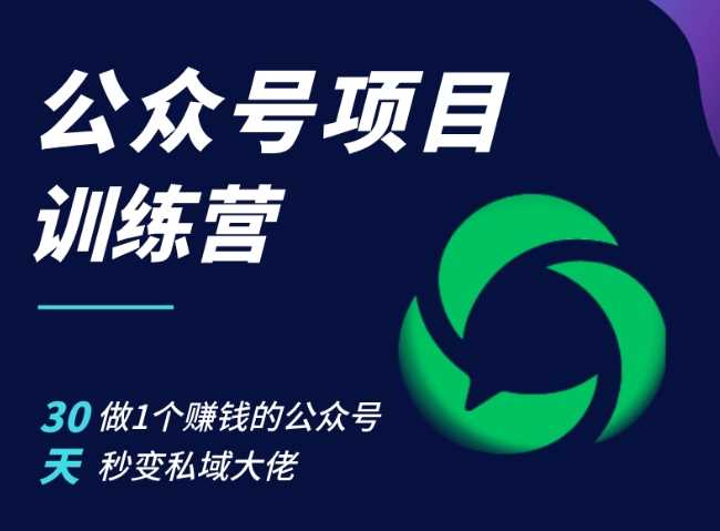 公众号项目训练营,30天做1个赚钱的公众号,秒变私域大佬