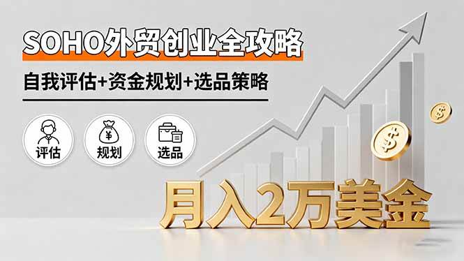 SOHO外贸创业全攻略,自我评估+资金规划+选品策略,月入2万美金