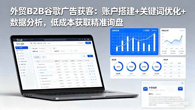 外贸B2B谷歌广告获客:账户搭建+关键词优化+数据分析,低成本获取精准询盘