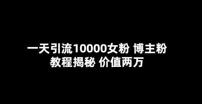 一天引流10000女粉，博主粉教程揭秘