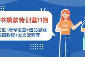 小红书爆款特训营11期:人设定位+账号设置+选品思路+拍照教程+发文流程等