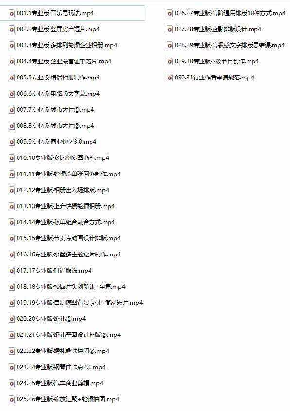 全能剪辑-创作人 剪映专业版实战系统训练营  课程+安装包＋素材！