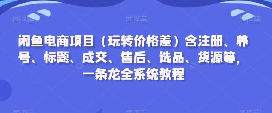 闲鱼电商项目含注册、养号、标题、成交、售后、选品、货源等，一条龙全系统教程