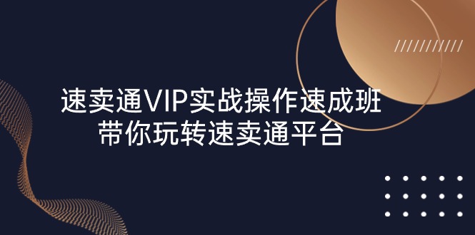 速卖通 VIP实战操作-速成班，带你玩转速卖通平台