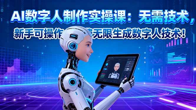 AI数字人制作实操课:无需技术,新手可操作,免费无限生成数字人技术!