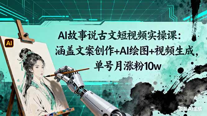 AI故事说古文短视频实操课:涵盖文案创作+AI绘图+视频生成,单号月涨粉10w