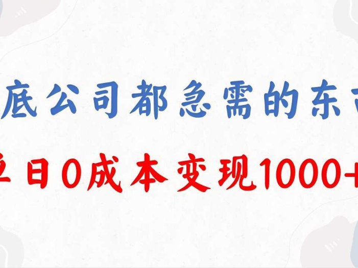 年底必做项目，每个公司都需要，今年别再错过了，0成本变现，单日收益1000
