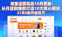 淘宝运营实战10月更新：从开店到爆款打造10大核心模块，21天0到月销百万